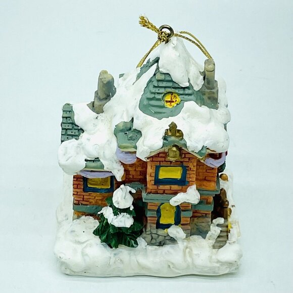 Vintage Christmas Ornament Snowy Cottage House With Trees Christmas Village - Picture 2 of 15